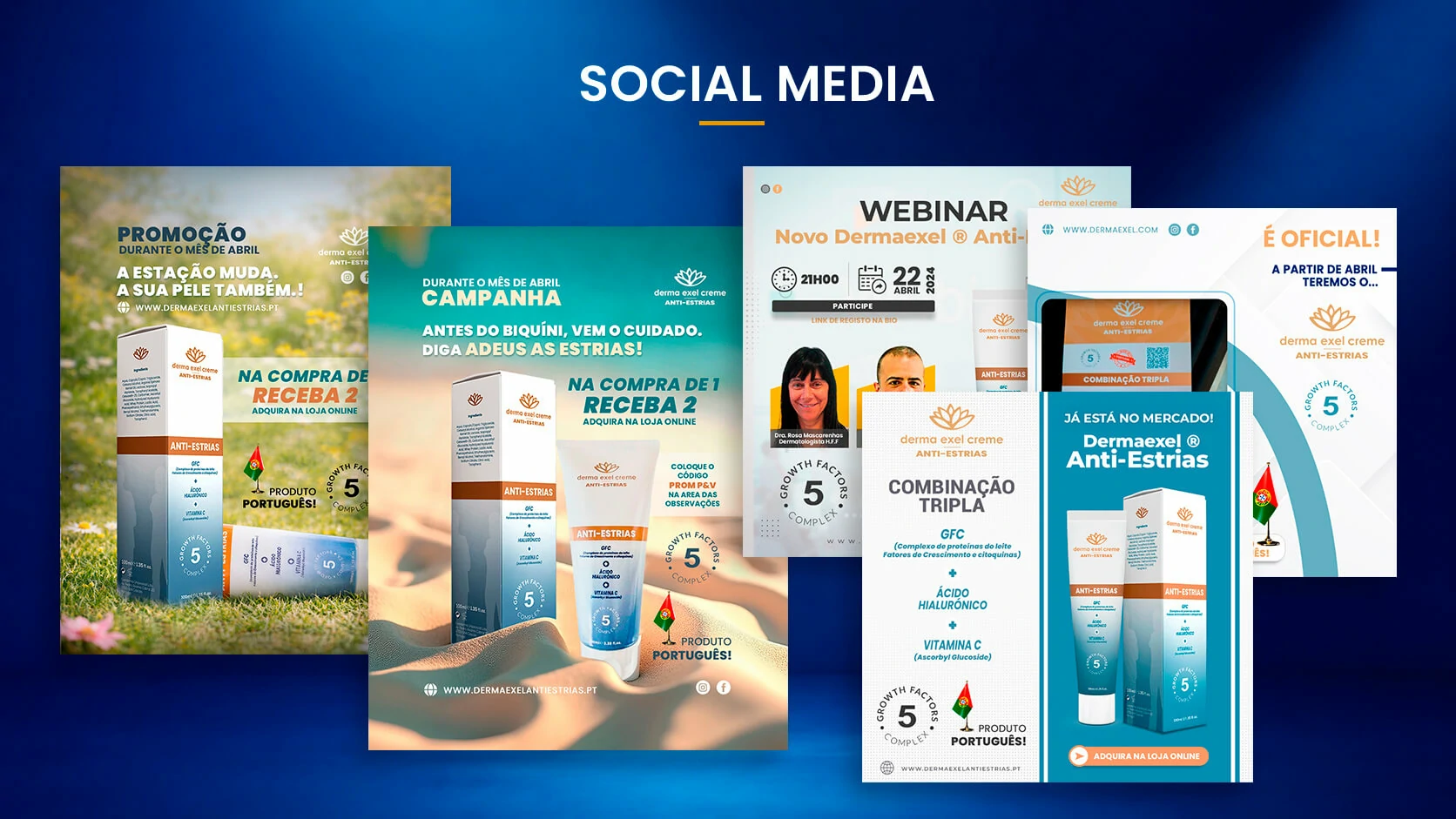 Dermaexel Anti-Estrias social media and launch campaign materials