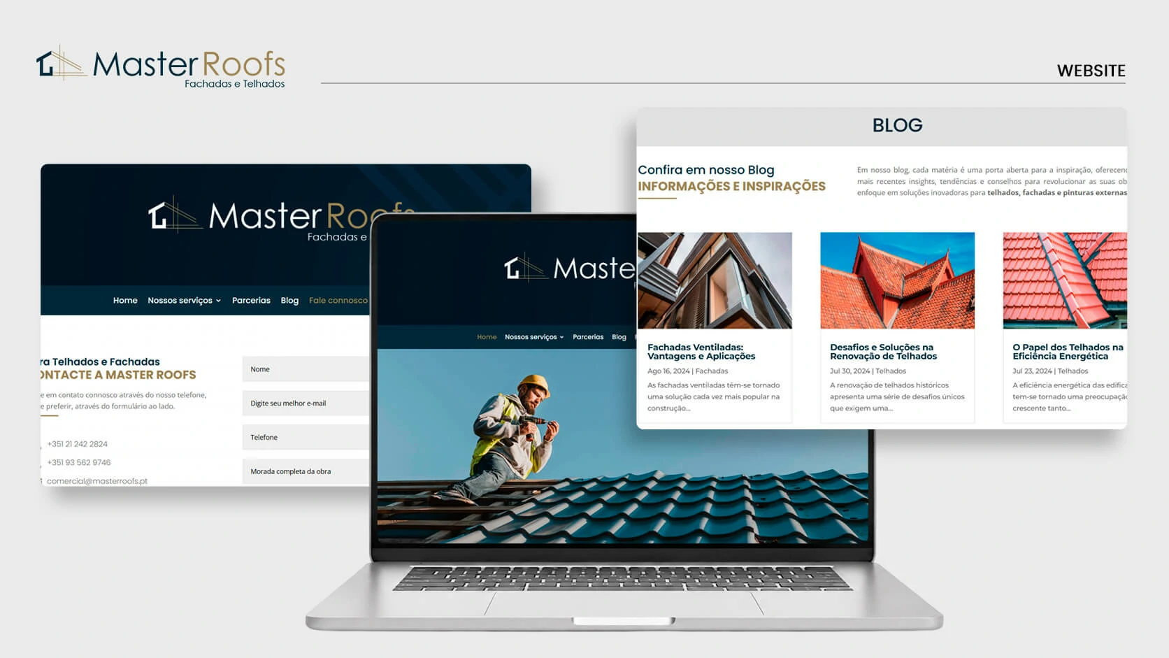 Master Roofs website design and responsive interface presentation