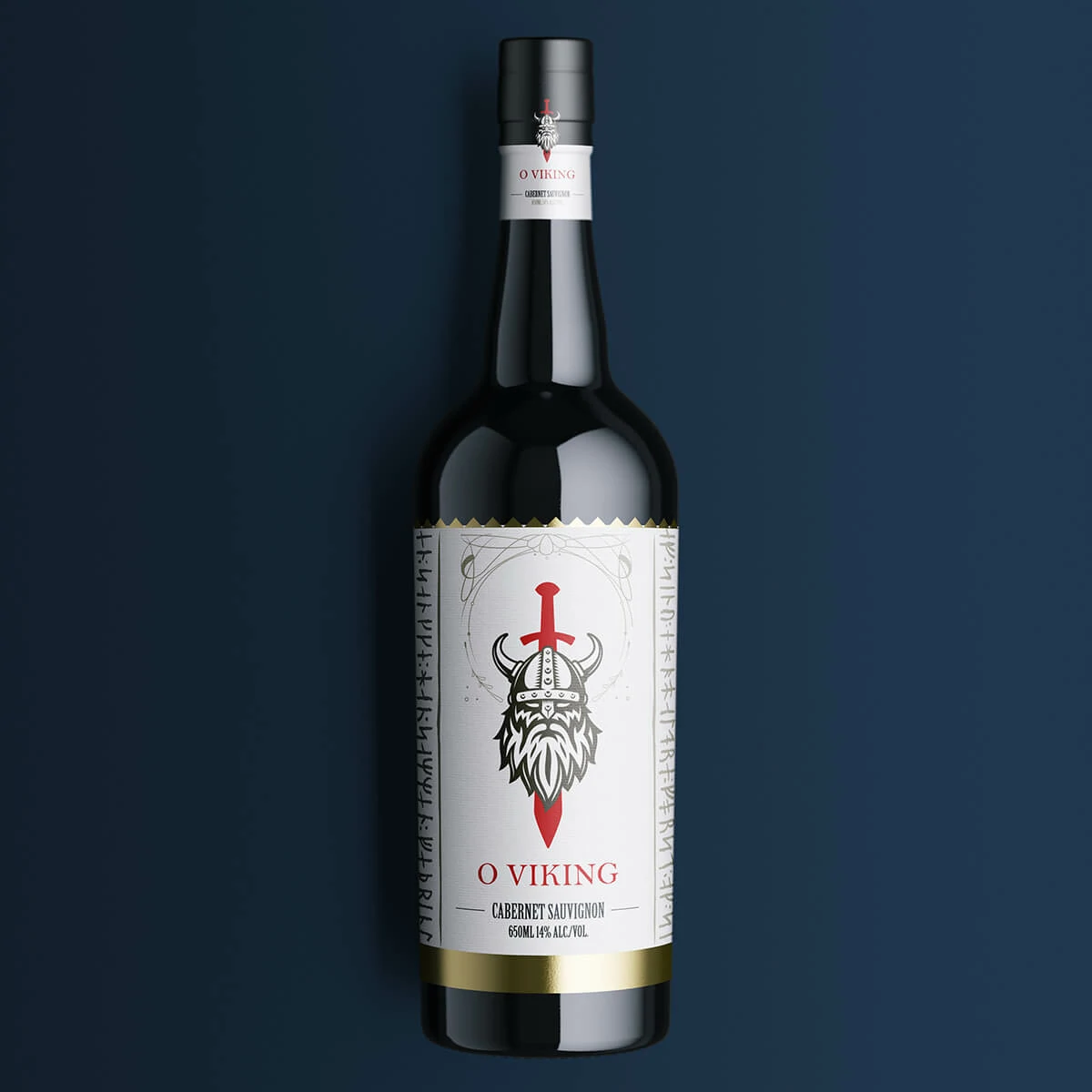 O Viking full bottle on dark blue background