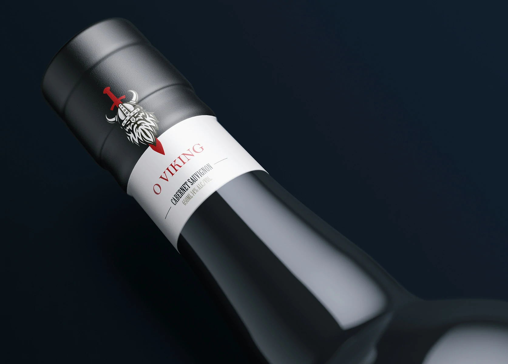 O Viking bottle neck label mockup
